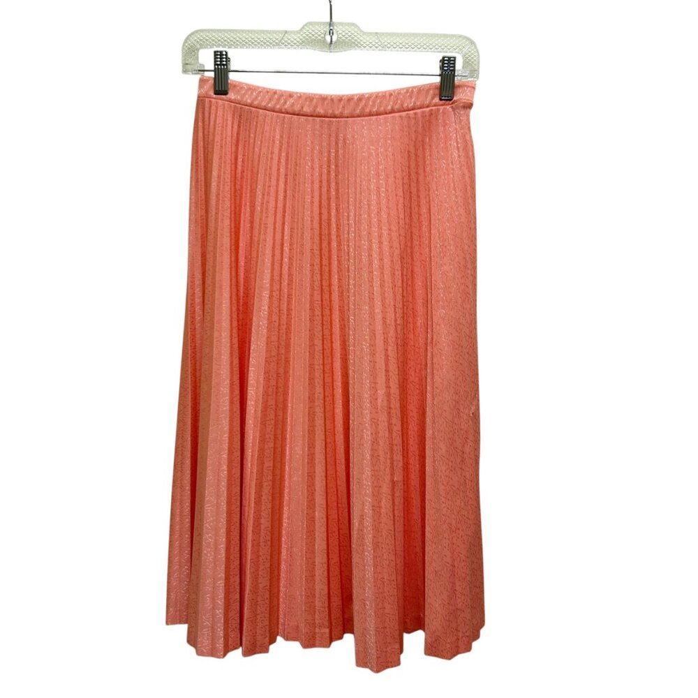 VTG 80s 90s Peach Coral Short Sleeve Blazer & Pleated Midi Skirt Set Size 10 - Picture 3 of 7